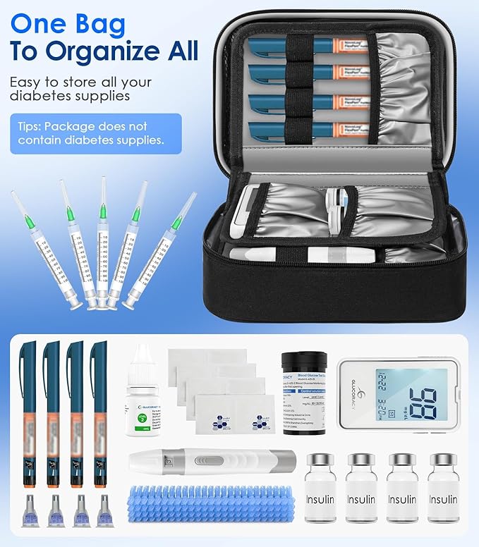 Large Insulin Cooler Travel Case (4 x 160g Ice Packs)