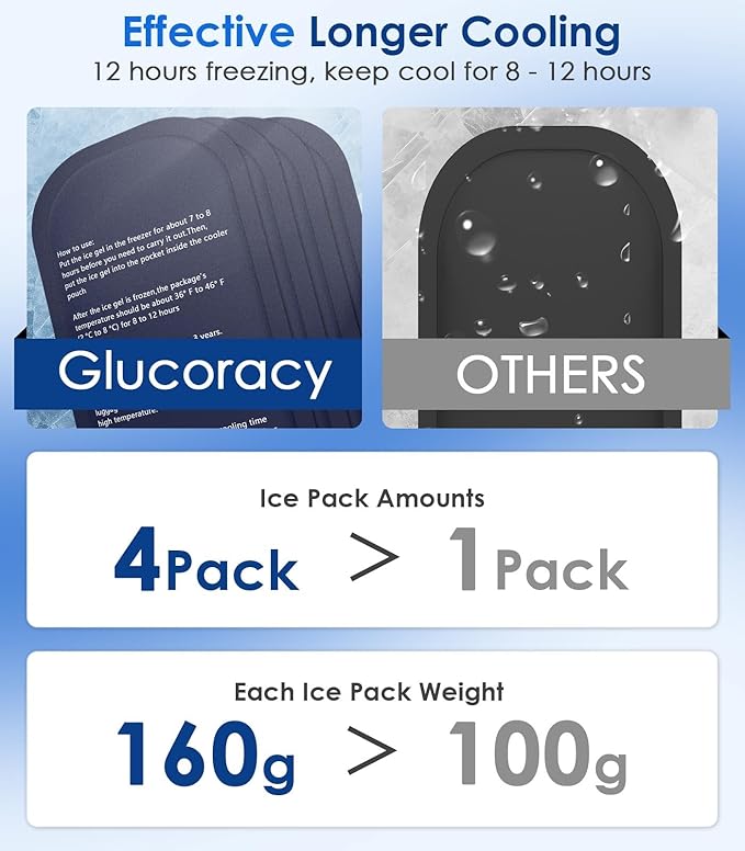 Large Insulin Cooler Travel Case (4 x 160g Ice Packs)