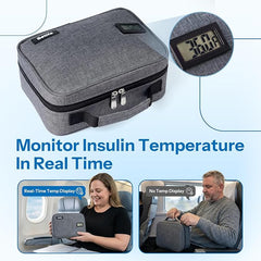 Insulin Cooler Travel Case with Temperature Display (5 x 160g Ice Packs)